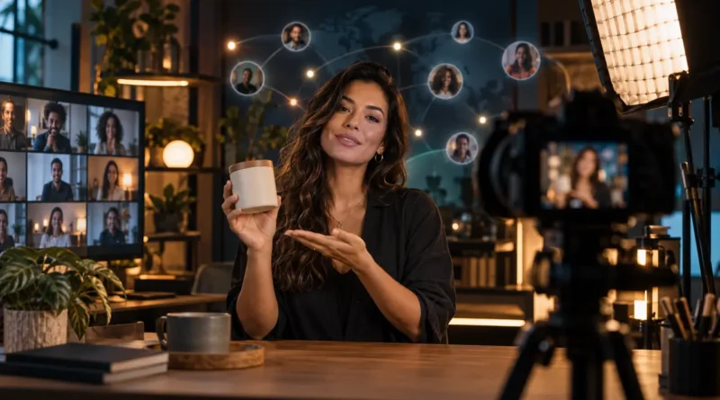 Criadora apresenta produto em estúdio conectado à sua comunidade digital